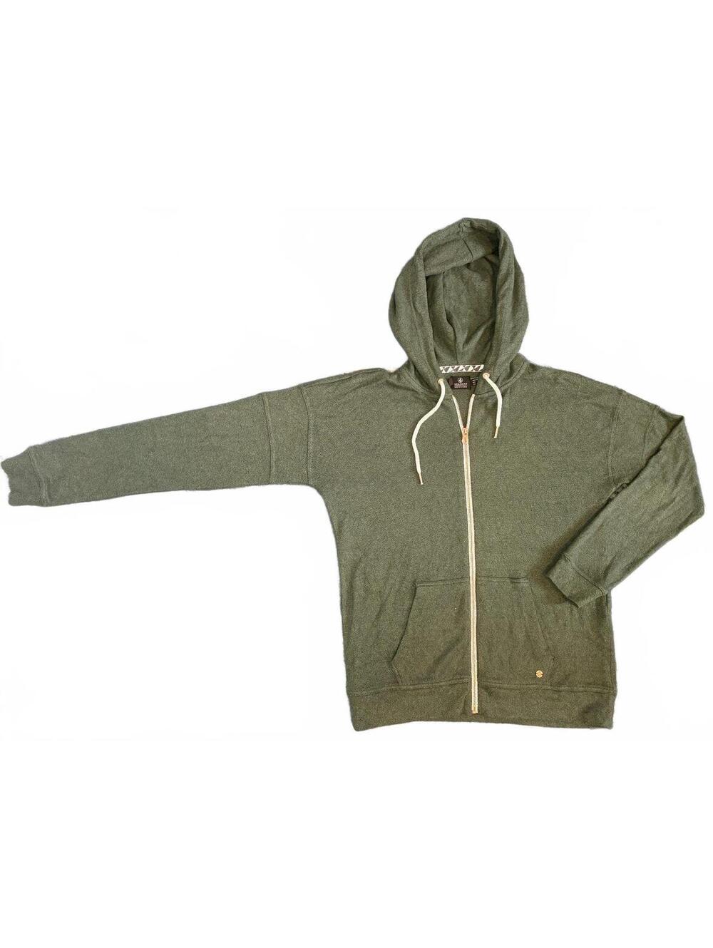 Volcom Women's Size S 4/6 Lived In Lounge Green with Rose Gold Zip Hoodie